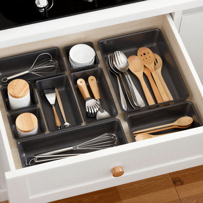 15-Piece Clear Drawer Organizer Set – Multi Size Storage Bins for Makeup, Bathroom, Office & Home Organization